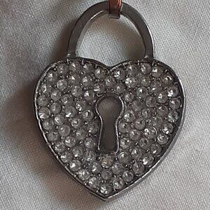 Heart Keyhole Necklace  Silver tone